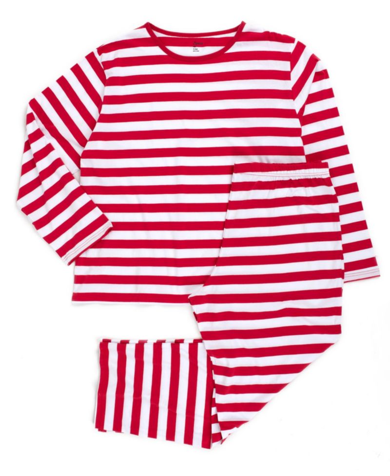 Men’s Big & Tall Two Piece Cotton Striped Holiday Pajamas