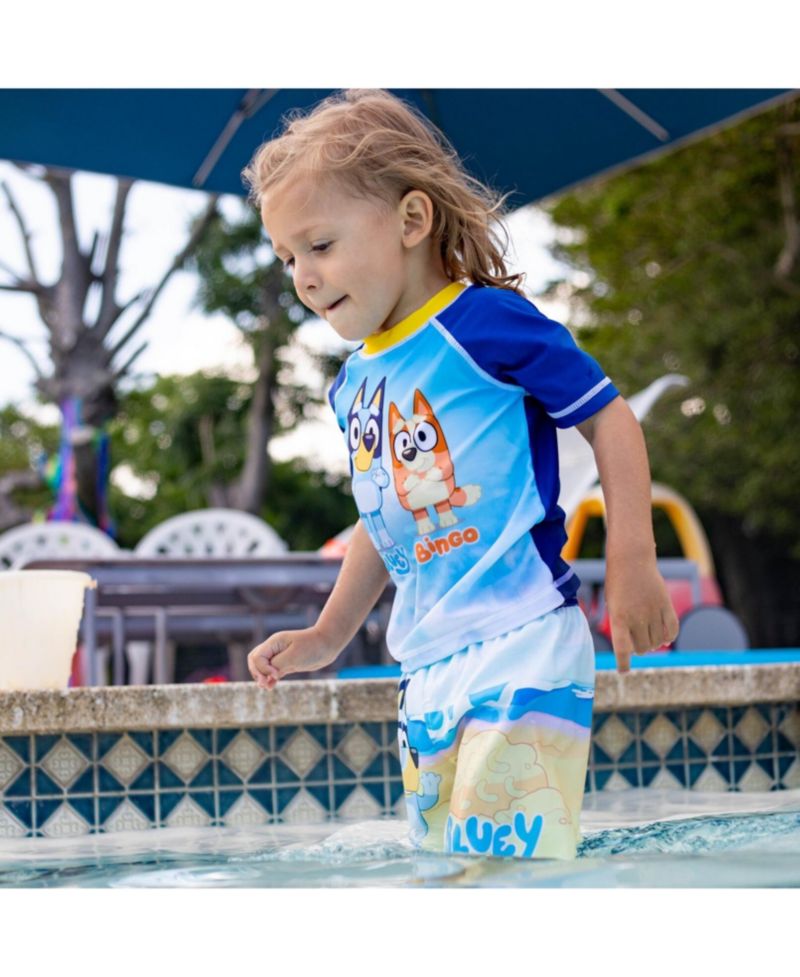 Baby Boys UPF 50+ Pullover Rash Guard Swim Trunks Outfit Set
