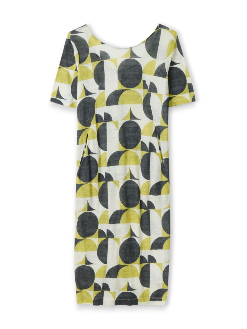Women's Linen Blend Button Back Midi Dress