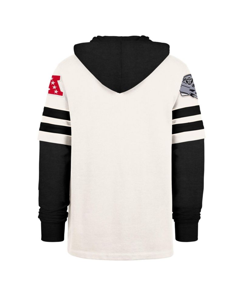 Men's '47 Cream Las Vegas Raiders Split Zone Cornerback Duo Lacer Hoodie