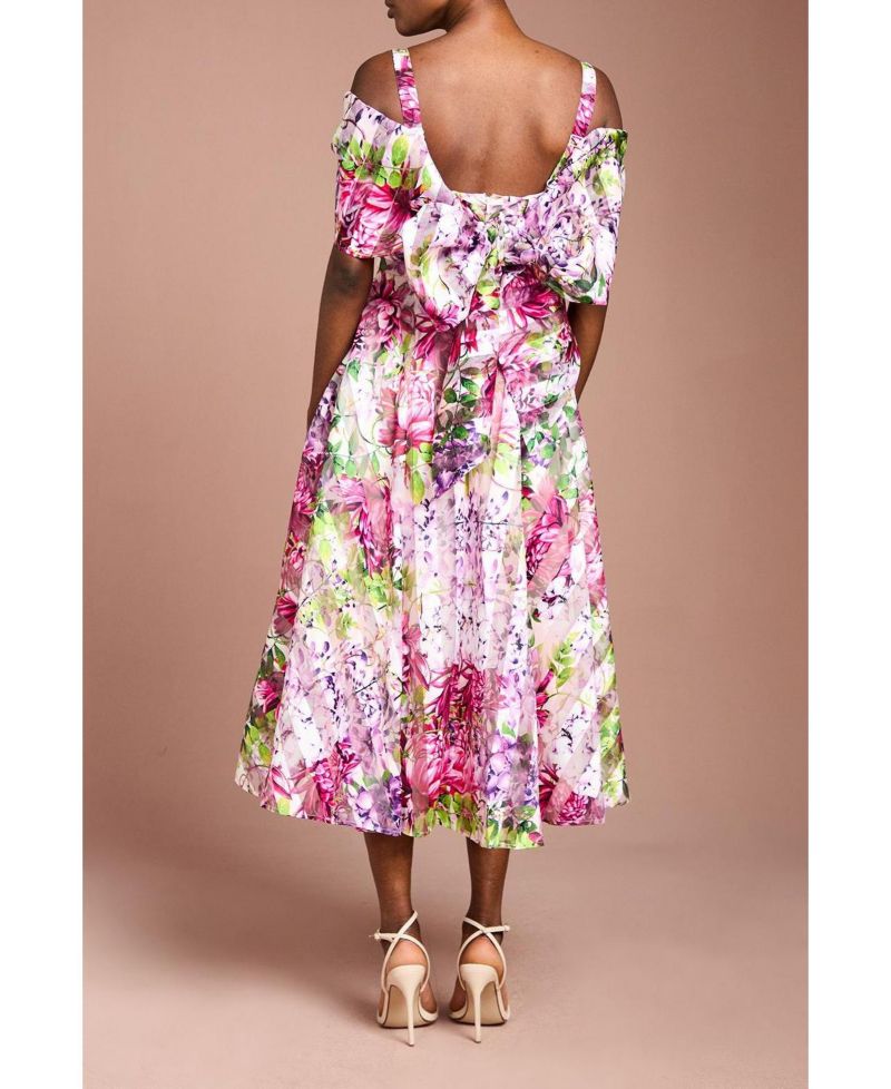 Women's Organza Bardot Midi Dress