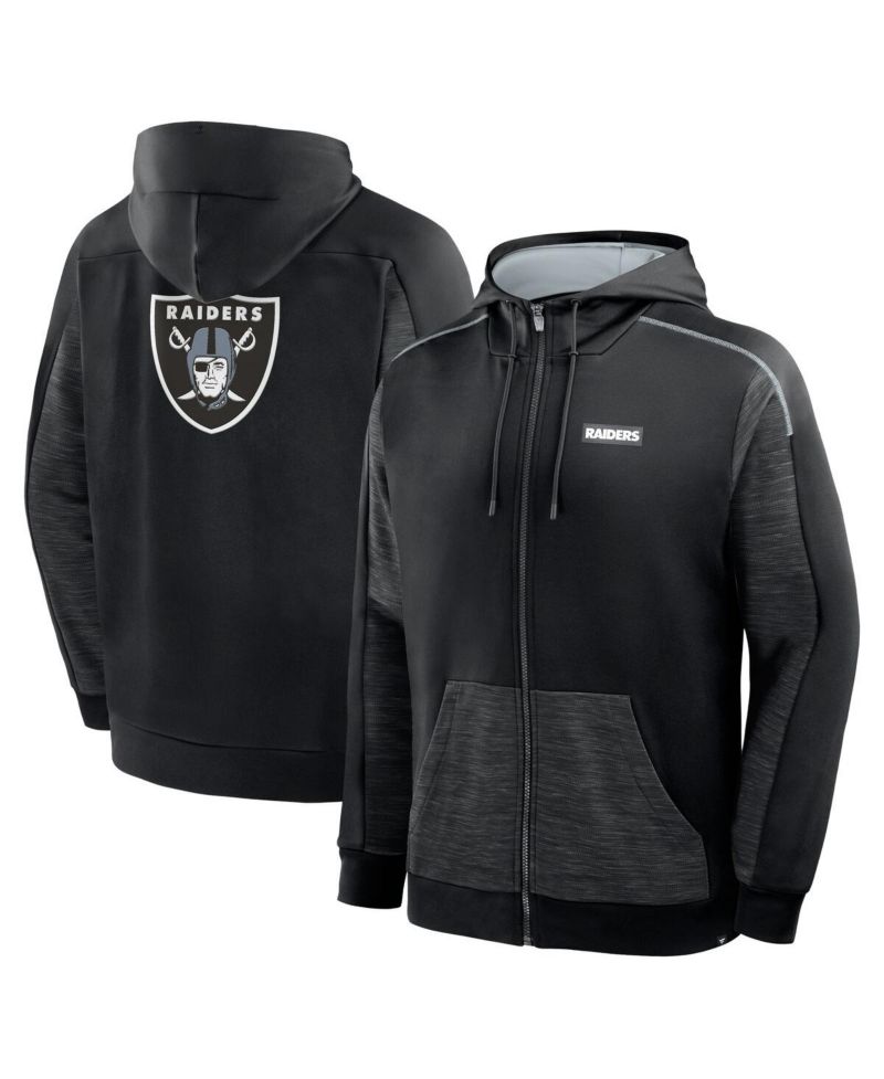 Men's Black Las Vegas Raiders Checkdown Pass Full-Zip Hoodie