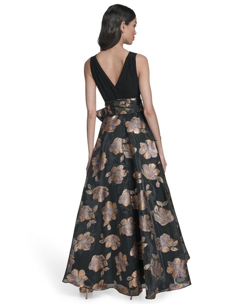 Women's Sleeveless Surplice Ballgown Dress
