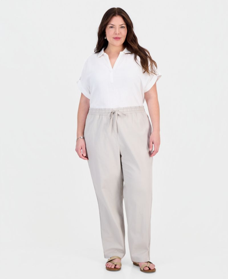 Plus Size Straight-Leg Pull-On Pants