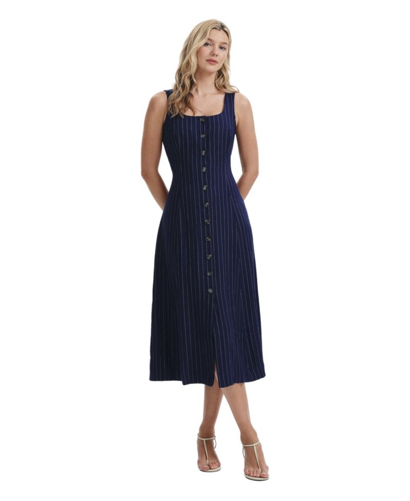 Women's Jillian Square Neck Sleeveless Midi Dress