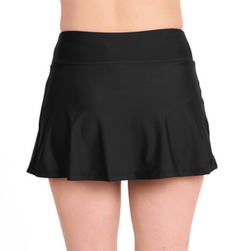 Women's Chlorine Resistant High Waisted Mini Swim Skirt With Shorts