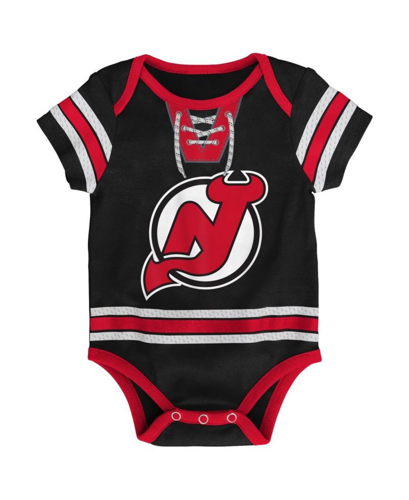 Baby Boys and Girls Black New Jersey Devils Hockey Jersey Bodysuit