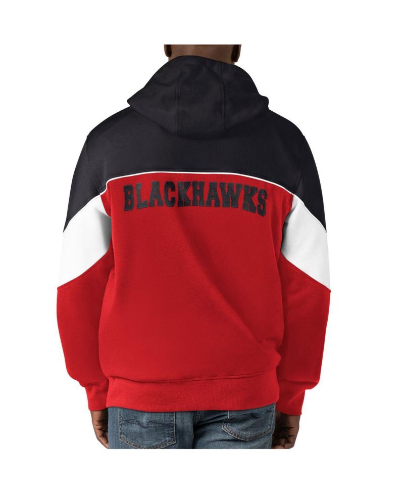 Men's Red, Black Chicago Blackhawks Power Forward Full-Zip Hoodie
