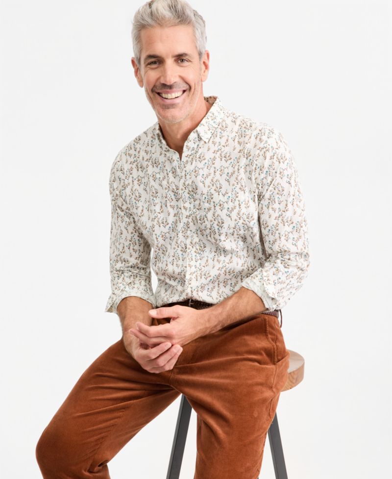 Men's Floral Poplin Button-Down Shirt