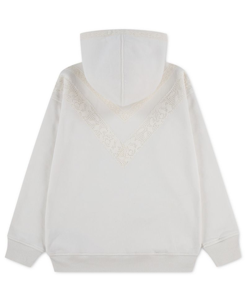 Girls' 5-16 Essential Lace-Trimmed Long-Sleeve Hooded Hoodie