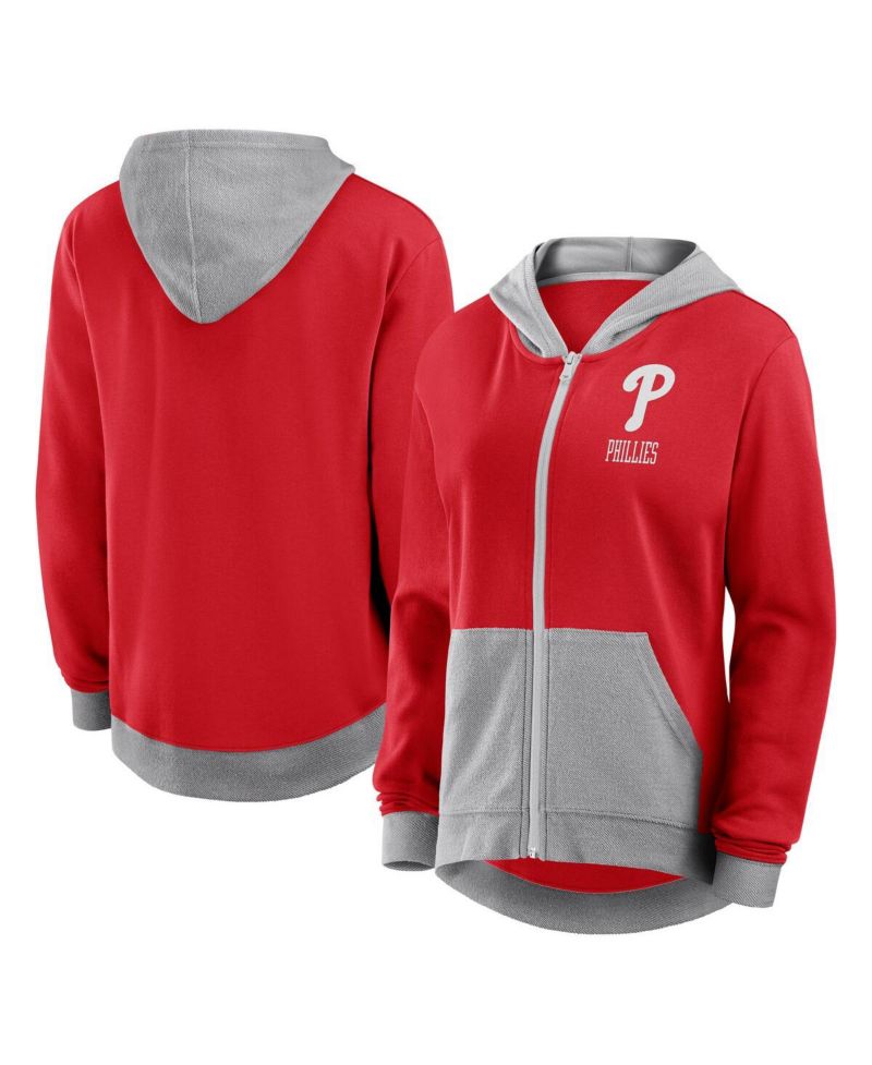 Women's Red Philadelphia Phillies Hit It French Terry Full-Zip Hoodie