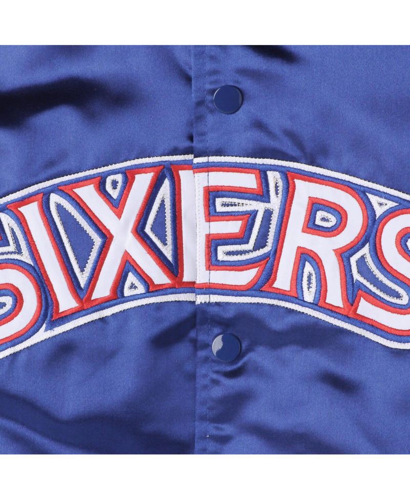 Big Boys and Girls Royal Philadelphia 76ers Hardwood Classics Satin Raglan Full-Snap Jacket