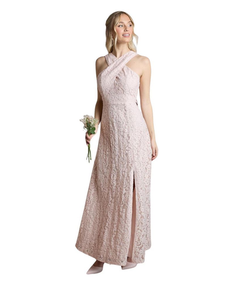 Women's Cross Halter Neck Bridesmaid Maxi Dress