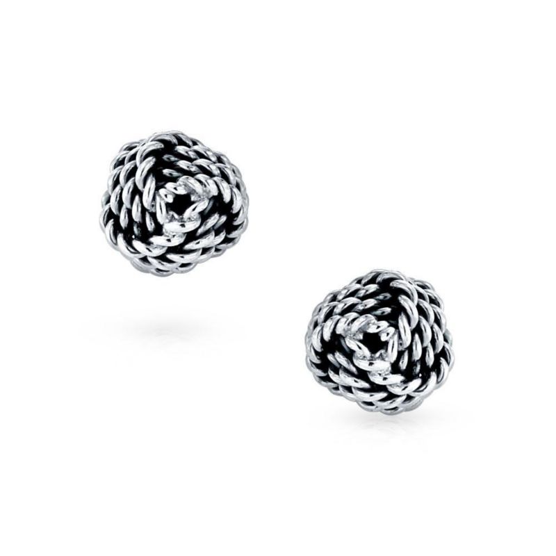 Solid Double Sided Twisted Love Knot Cufflinks for Dad Groomsmen .925 Sterling Silver Gift