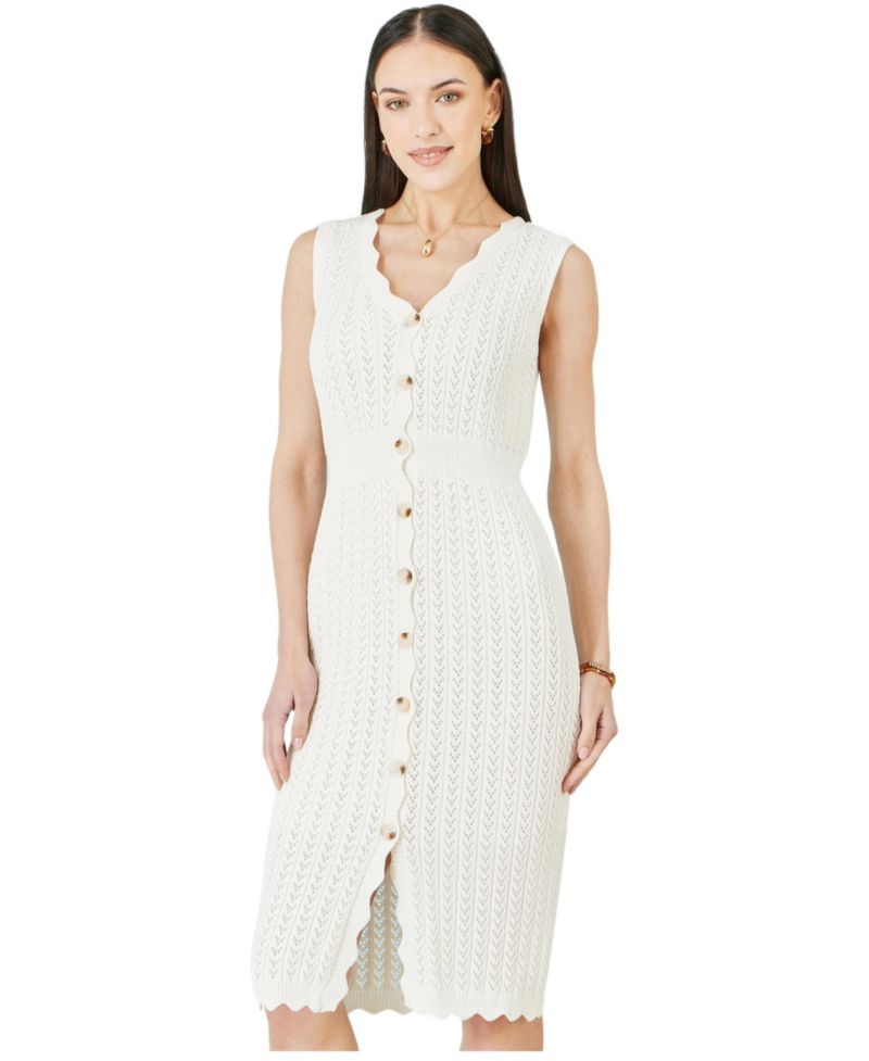 Women's Cotton Scallop Crochet Knitted Dress