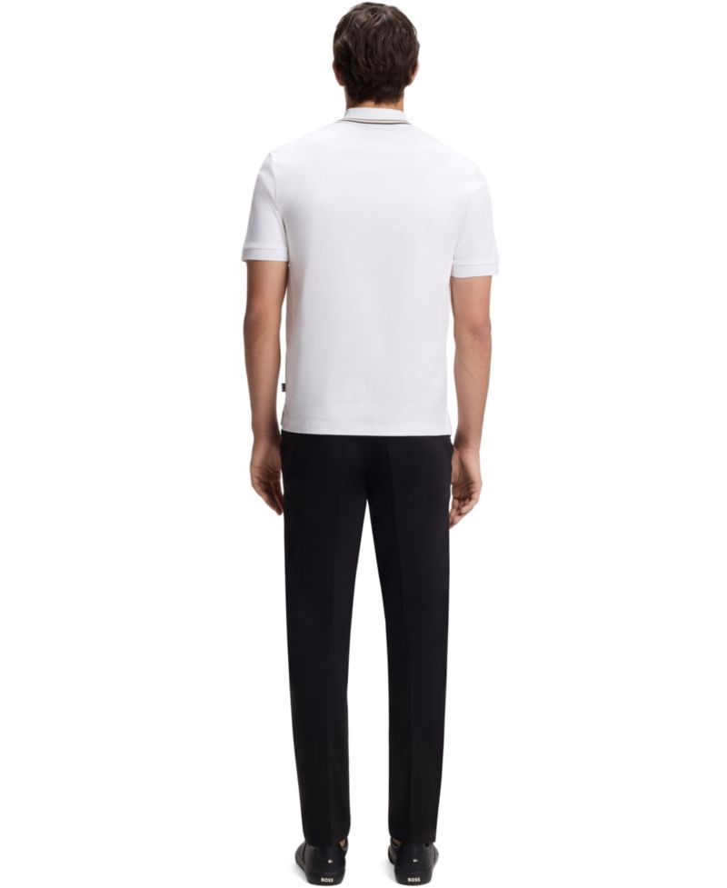 Men's Cotton Slim-Fit Striped Collar Polo Shirt