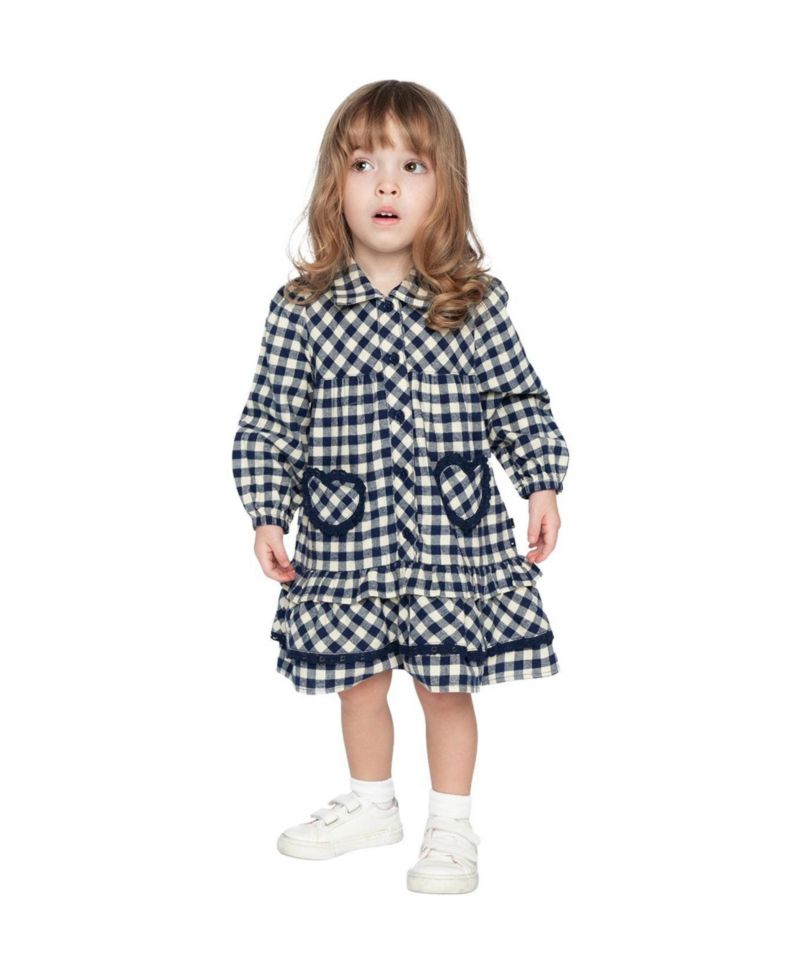 Little and Big Girl (6-8)Shirt Dress with Frills