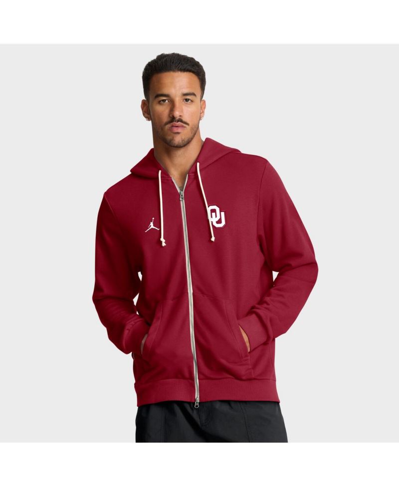 Men's Crimson Oklahoma Sooners 2025 Sideline Performance Full-Zip Hoodie
