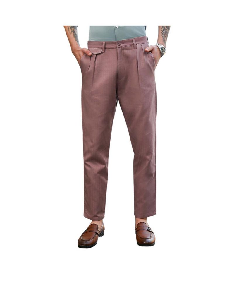 Men's Nude Pink Striped Tailored Trousers