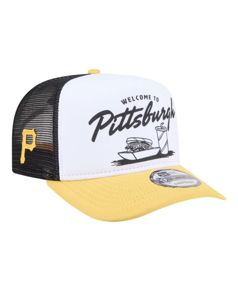 Men's White/Gold Pittsburgh Pirates Foodie A-Frame 9FIFTY Trucker Snapback Hat