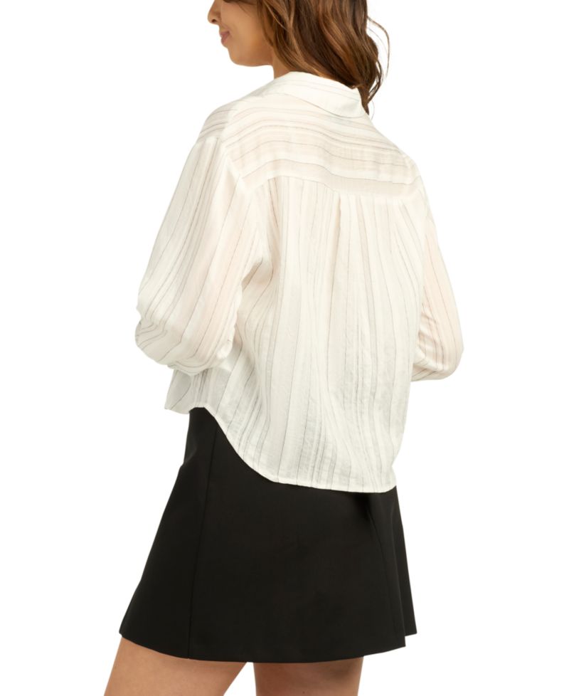 Juniors' Striped Collared Button-Up Shirt