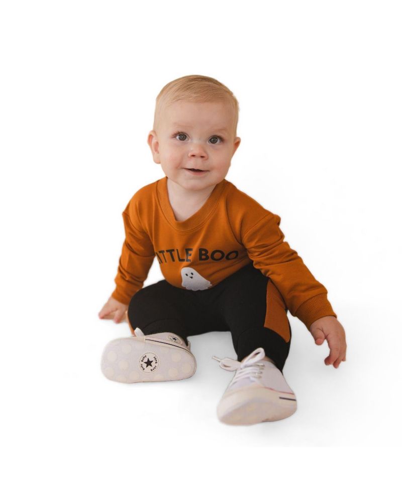 Baby Boys' Boo Patch Long Sleeve Halloween Romper
