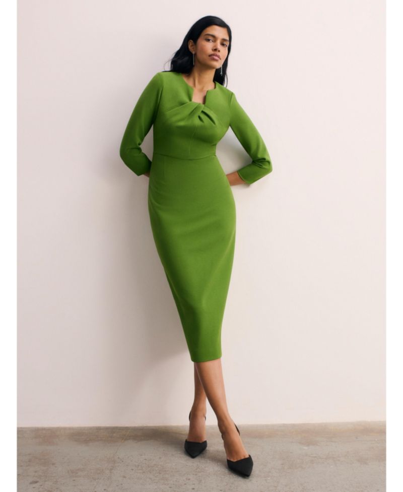 Women's Keyhole 3/4 Sleeve Midi Dress