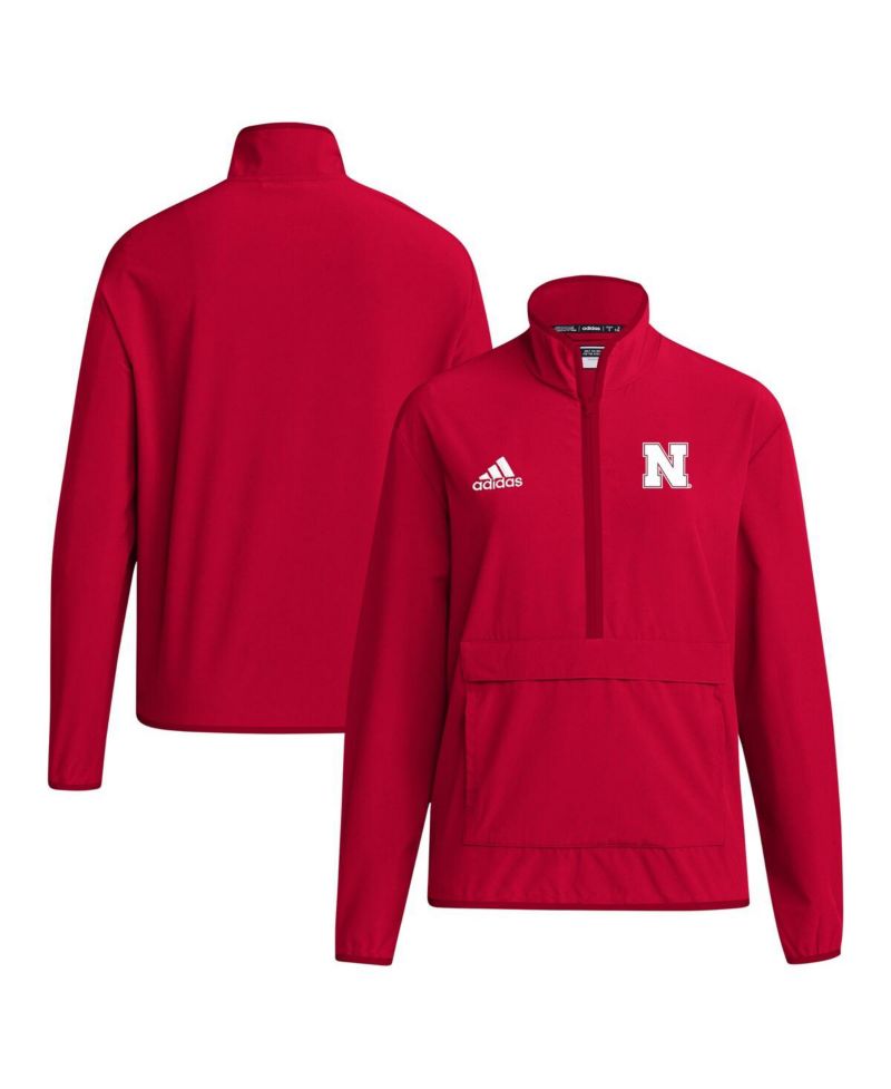 Men's Scarlet Nebraska Huskers Coaches Sideline Half-Zip Jacket