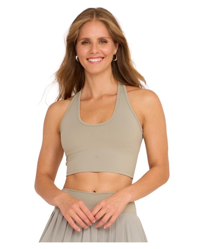 Women's Racerback Built-In Bra Scoop Neck Crop Top