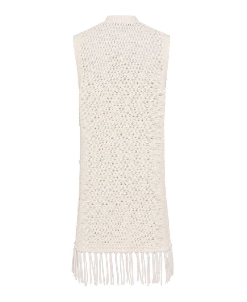 Women's Longline Fringe Trim Vest