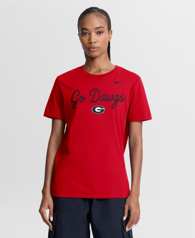 Women's Red Georgia Bulldogs Script Mantra Logo T-Shirt