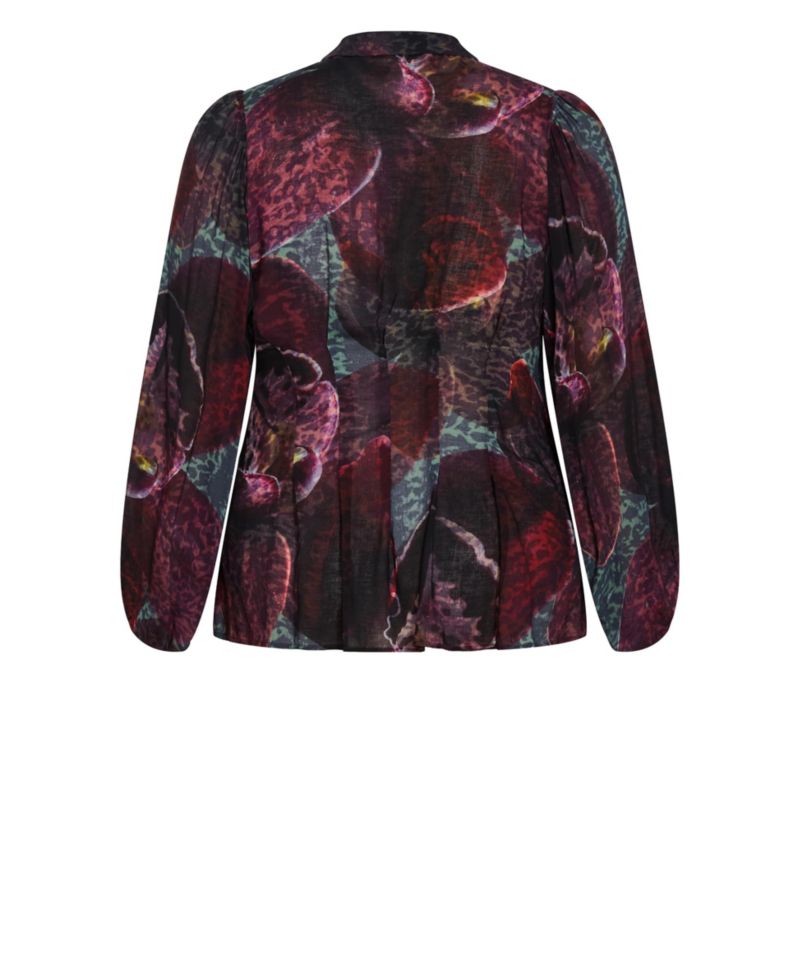 Plus Size Piper Floral-Print Long-Sleeve Collared Blouse