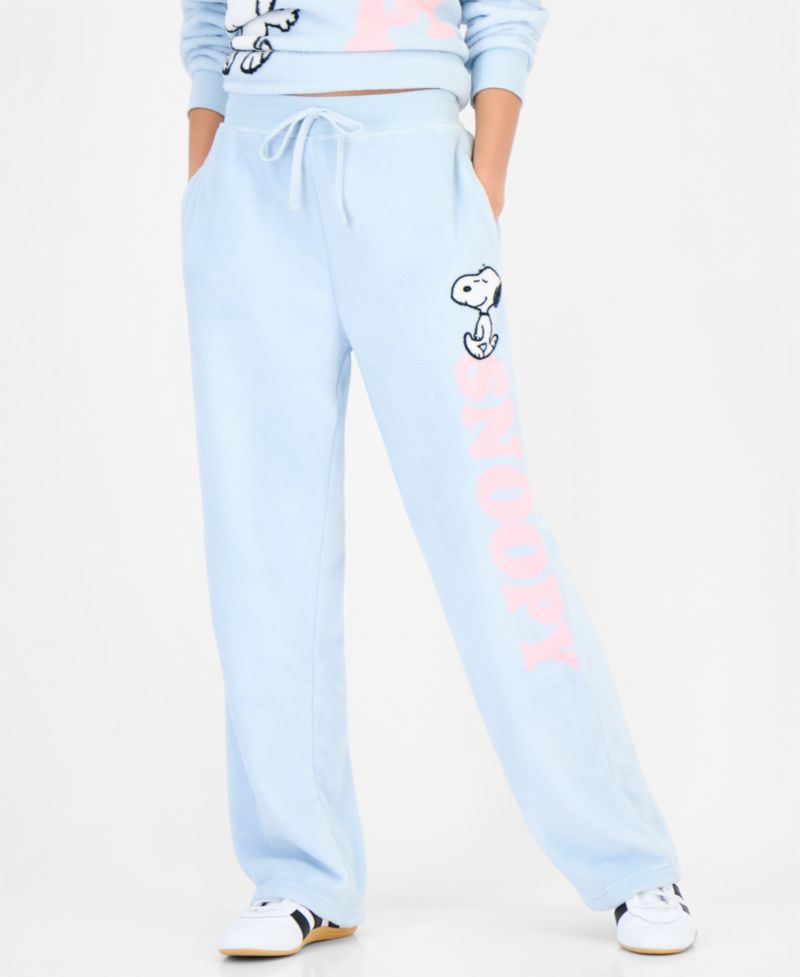 Juniors' Snoopy Woobie Wide-Leg Fleece Pants