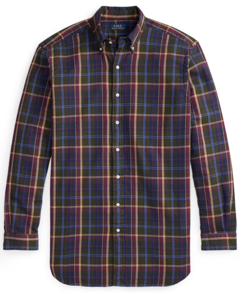Men's Big & Tall Plaid Brushed Flannel Button-Down Shirt