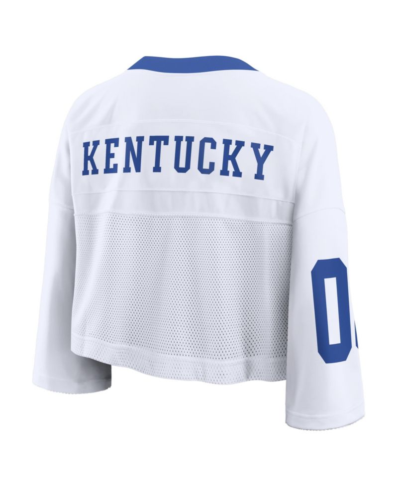 Women's White Kentucky Wildcats Oversized Logo Cropped Fashion Jersey