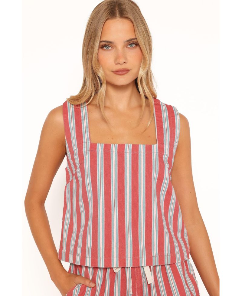 Women's Marinda Cotton Square-Neck Stripe Tank Top