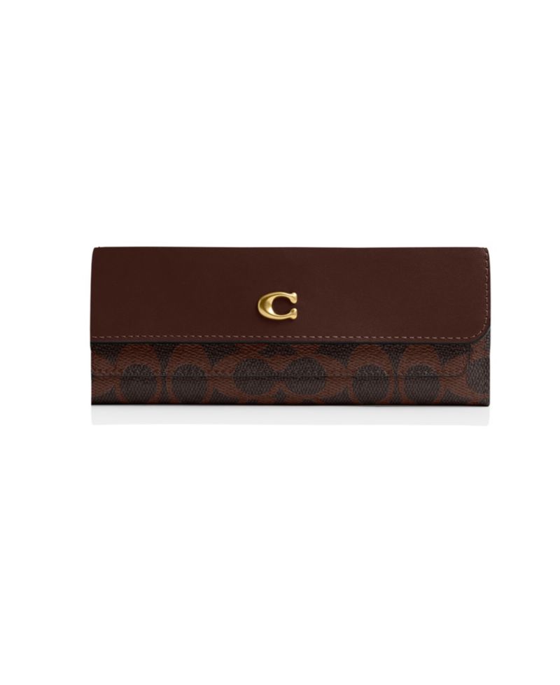 Mila Signature Coated Canvas Long Flap Wallet