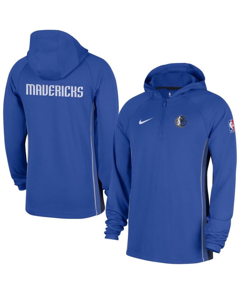 Men's Royal Dallas Mavericks Authentic On Court Zone Quarter-Zip Dri-FIT Hoodie Jacket