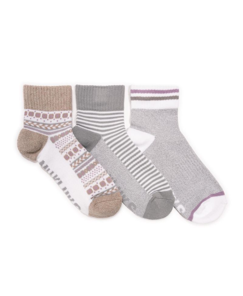 Women's 3 Pair Pack Quarter Crew Cotton Compression Sock