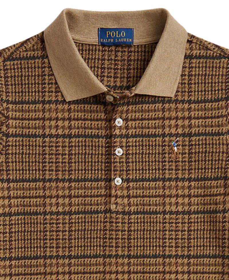 Girls' 7-16 Tweed-Print Stretch Mesh Polo Dress