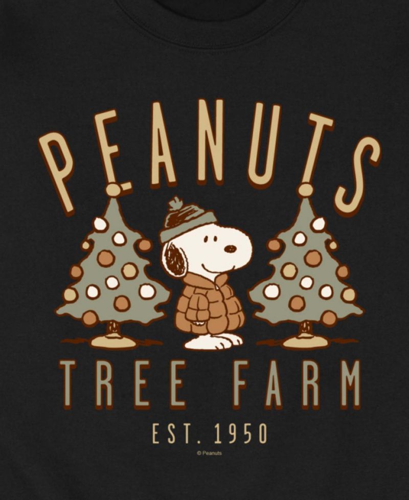 Men's Peanuts Snoopy Christmas Tree Farm Crewneck Sweatshirt