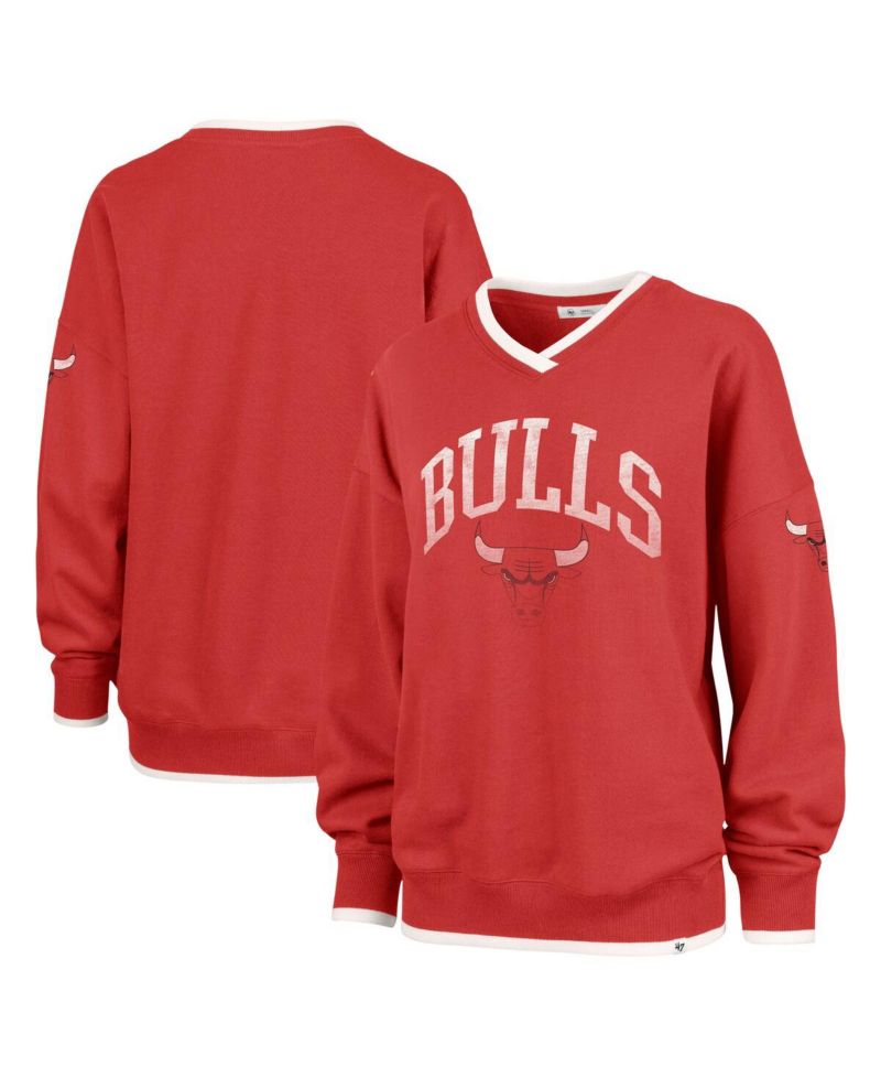 Women's Red Chicago Bulls Rise Pack Daze '80s Oversized Pullover Sweatshirt