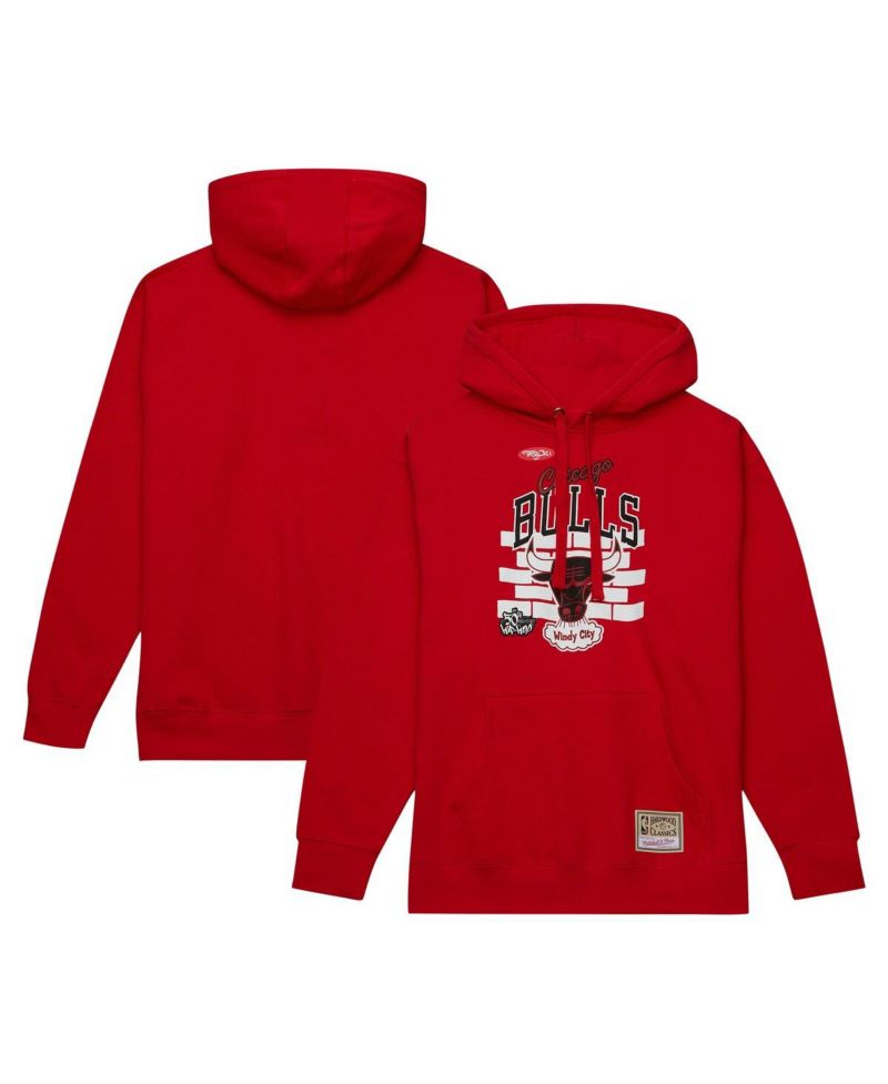 Men's x Tats Cru Red Chicago Bulls Hardwood Classics Brick Pullover Hoodie