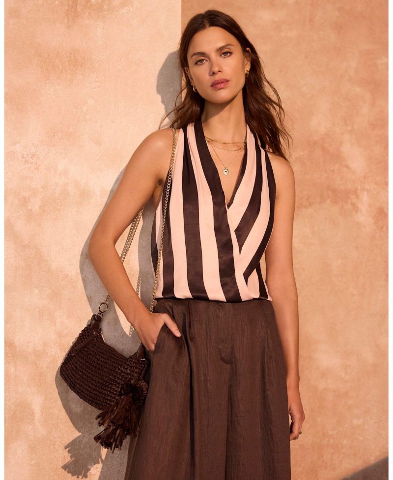 Women's Striped Halter Wrap Top