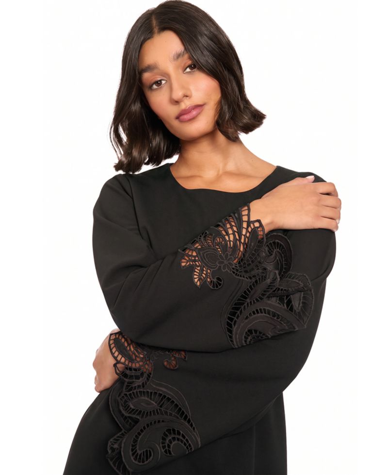 Petite Embroidered A-Line Bell Sleeve Dress