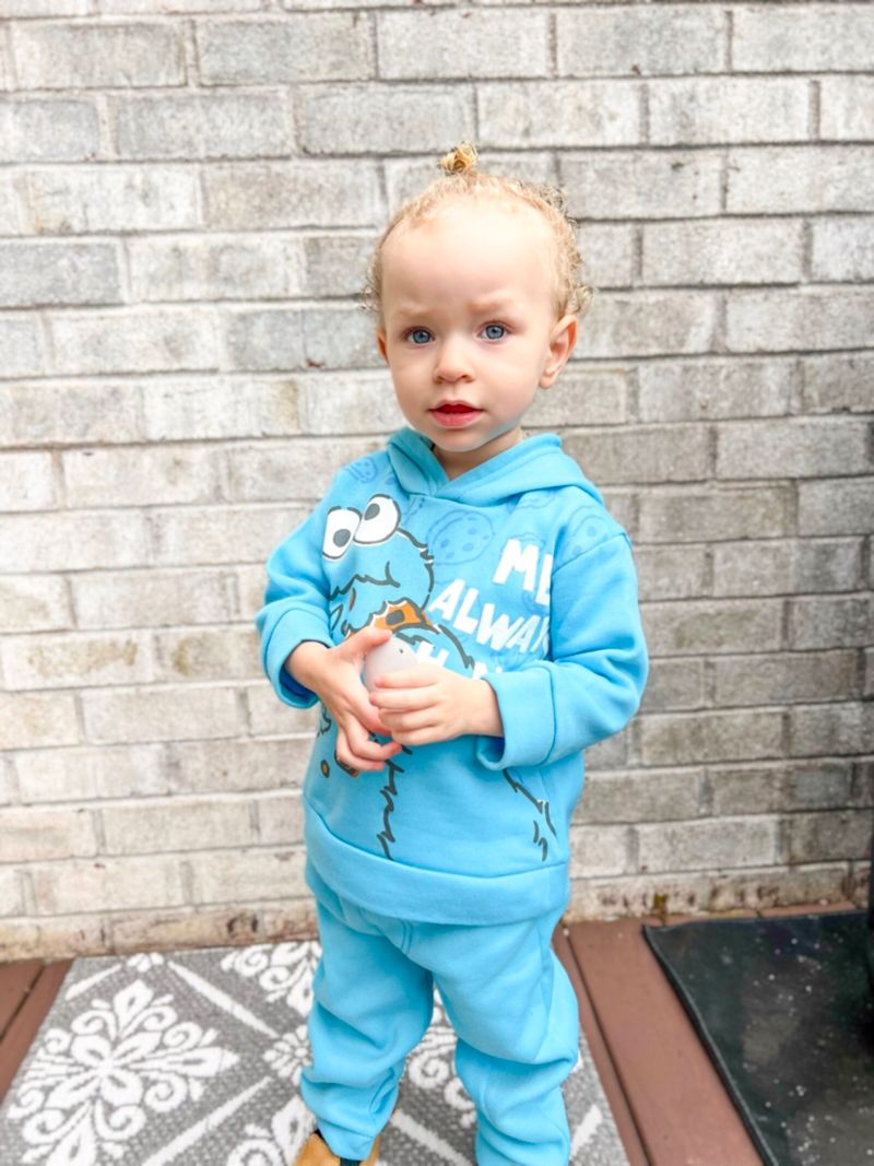 Toddler Boys (2T-5T) Elmo Cookie Monster Fleece Pullover Hoodie and Pants Outfit Set