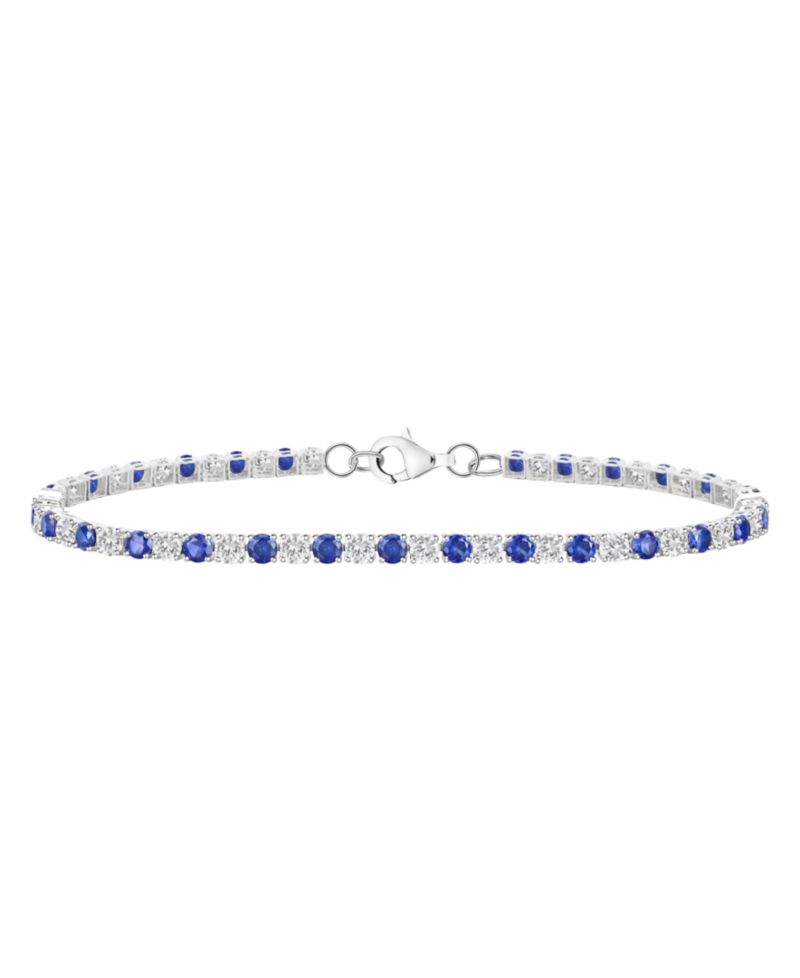 Lab-Grown Blue Sapphire (3-1/6 ct. t.w.) and Lab-Grown White Sapphire (3-1/6 ct. t.w.) Bracelet in Sterling Silver (Also Available in Multi-Stone)