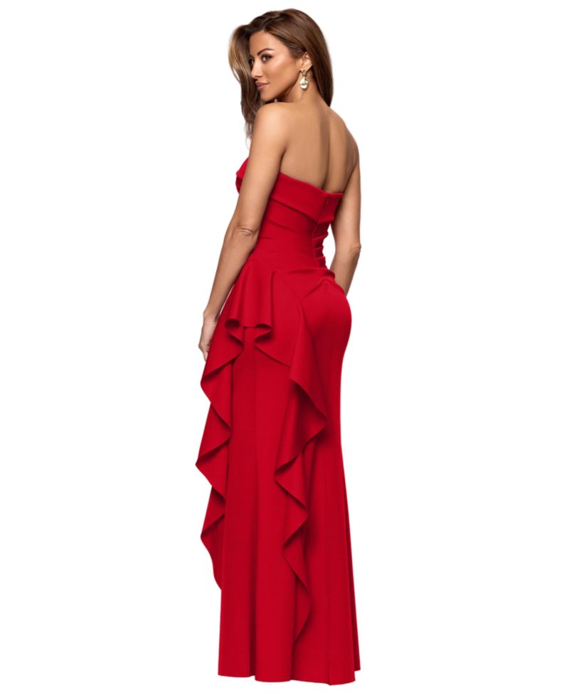 Petite Strapless Ruffle Sheath Gown