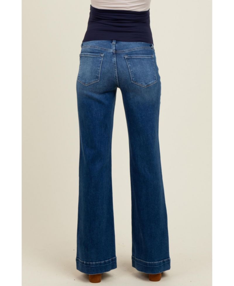 Women's Navy Blue Wide Hem Flare Jeans