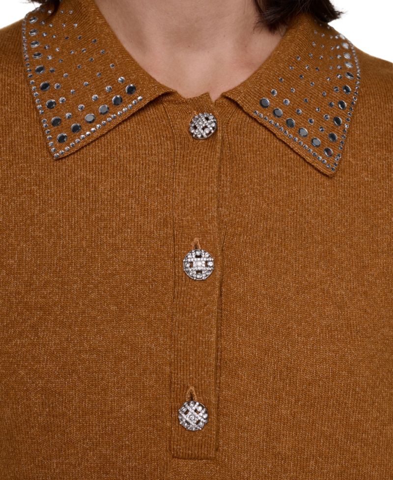 Women's Embellished Short-Sleeve Polo Shirt
